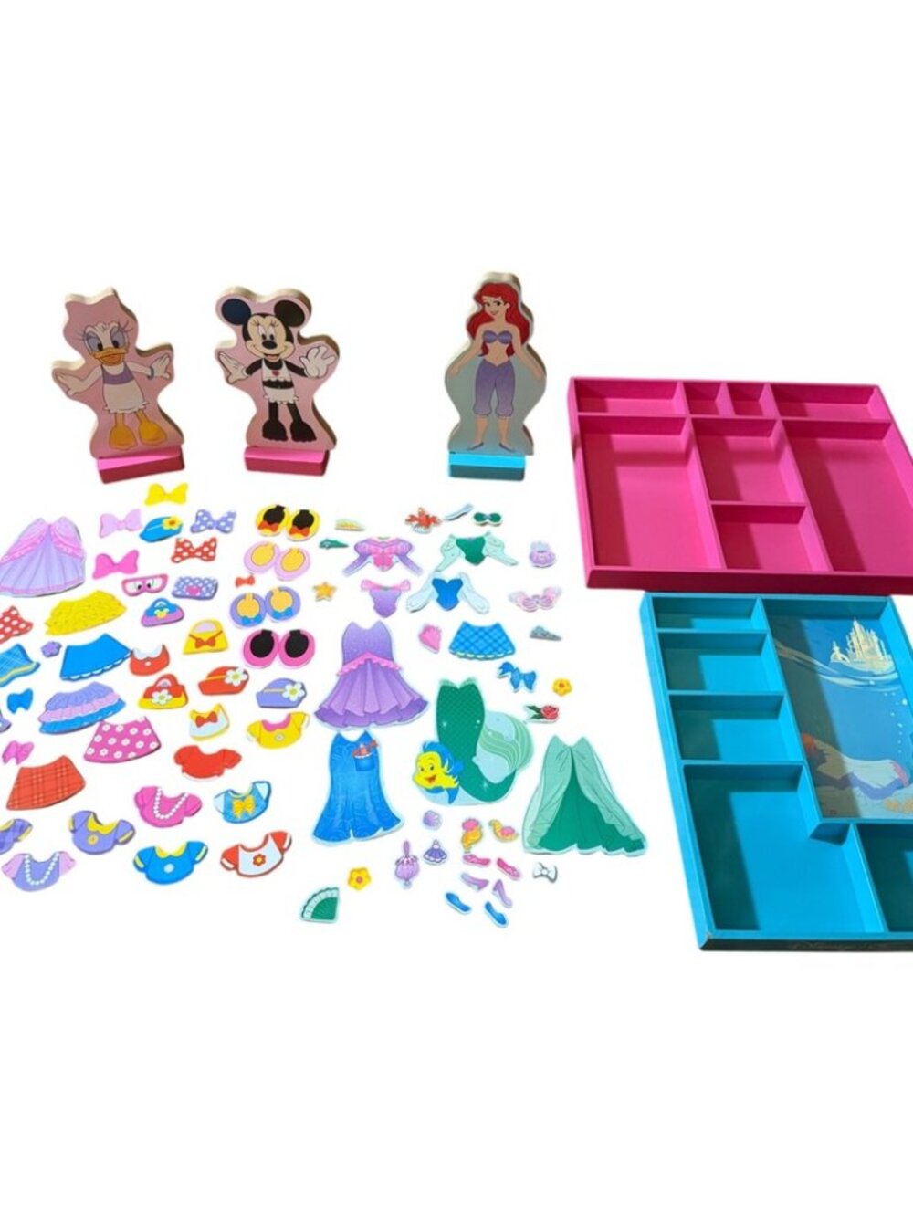 Melissa & Doug Disney Minnie Mouse Daisy Duck Ariel Magnetic Dress-Up Wood Dolls